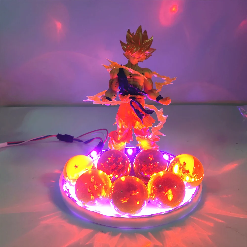 Anime figure Lampara Dragon Ball Z Son Goku Action Figures Super Saiyan Toys Crystal Balls telecomando PVC DBZ regalo per bambini