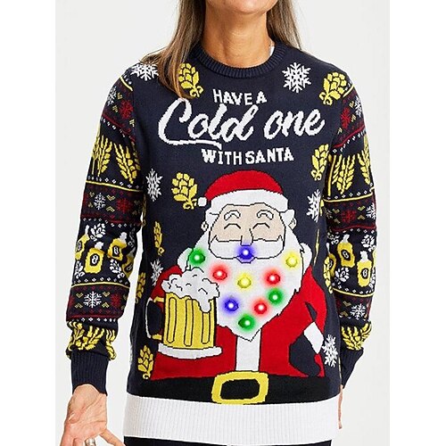 Pull de Noël moche Pull Cavalier père Noël Tricoté Allumer Noël Nouveauté Drôle pour Femmes Adultes Noël Nouvel An la veille de Noël Soirée Noël Haut