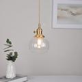 Lampe suspendue en verre soufflé bleu pour salle de bain, plafonnier suspendu en verre vert, boule en verre transparent côtelé, luminaire pour îlot, citrouille vintage 85-265 V