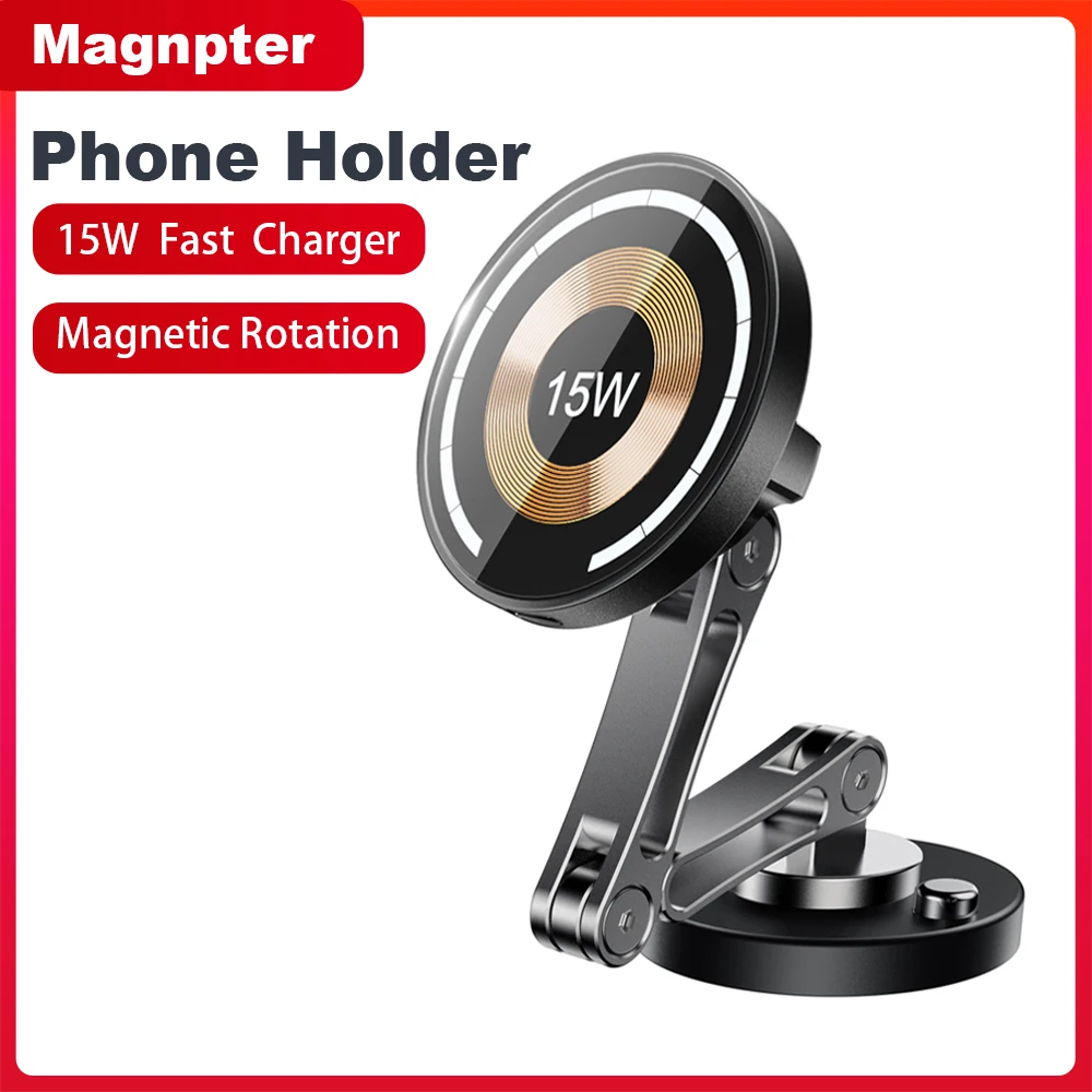 Supporto magnetico per telefono per auto Supporto per caricabatterie wireless Rotazione di ricarica rapida Supporto magnetico per telefono per auto per IPhone 16 15 14 13 Samsung