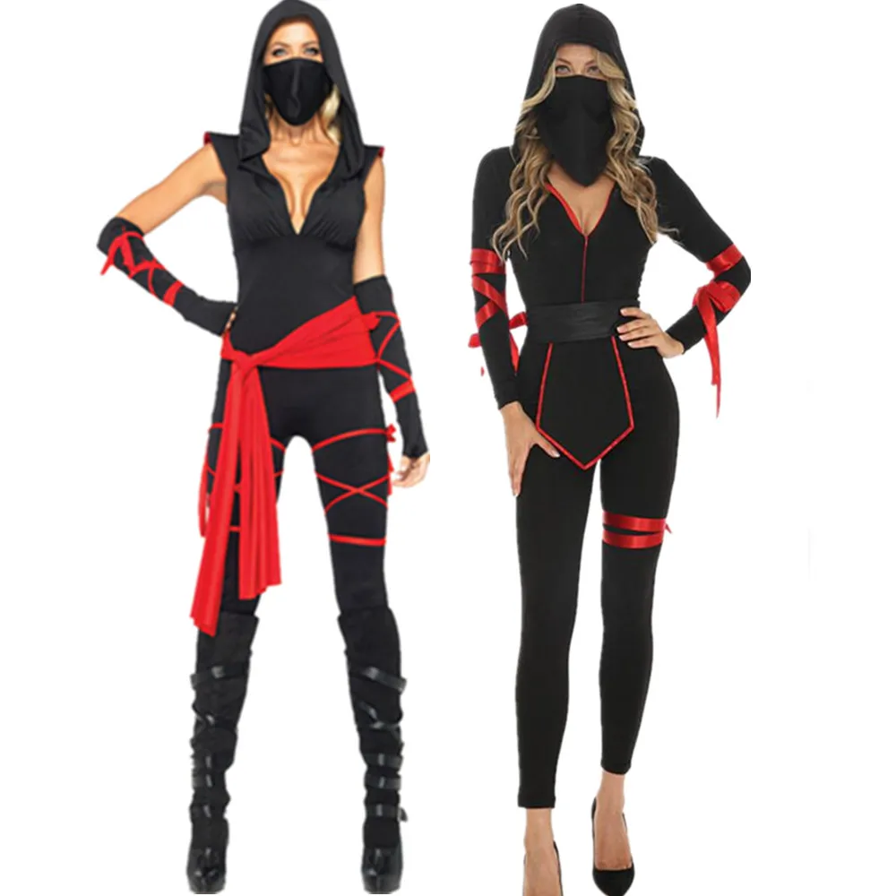 Ninja Cosplay Anime Halloween Kostüm für Frauen Erwachsenen sexy Anzug Ninja Overalls Kapuze Attentäter Spiel Party Kostüm Image