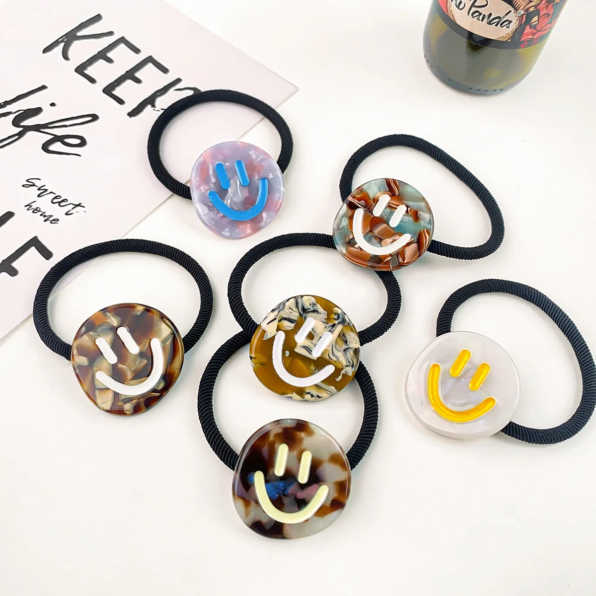 Einzigartige Haar gummis lächeln elastische Haar bänder lächelndes Gesicht elastische Haar gummi Haarband schöne Haar gummis Zubehör für Frauen Image