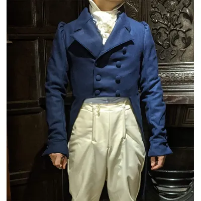 19. Jahrhundert Regency Jacke Herren Mr Darcy Kostüm Mantel Viktorianisch Vintage Jane Austen Image