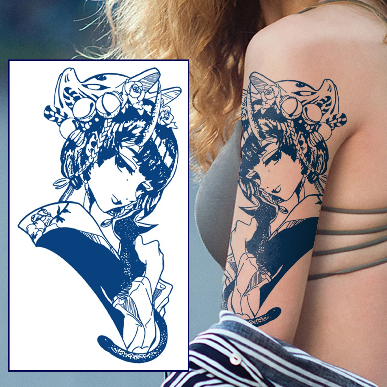 1 stücke semi-permanent langlebig Wasserdicht Temporäre Tattoo Aufkleber Japanischen abschnitt Dark Fake Tattoo Flash Tatoo für Frauen männer Image