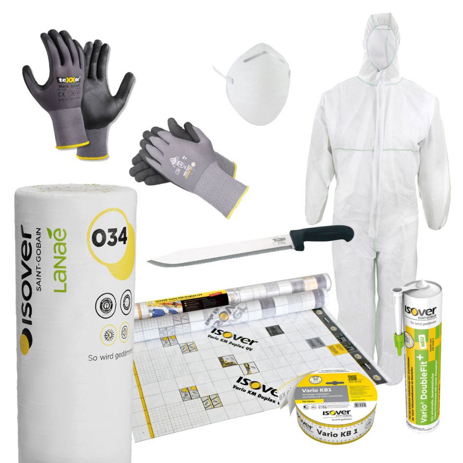 ISOVER Lanaé Dachdämmung Komplett-Set für Dachausbau, 032, 160 mm,240 m² Fläche Image