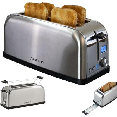 Toaster ST1500 xxl, 4 Scheiben mit Brötchenaufsatz, Display mit Timer und Restlaufanzeige,