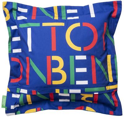 Kissen 40x40 cm 300gr, 100% Baumwolle blau mit multicolor Logo Casa Benetton