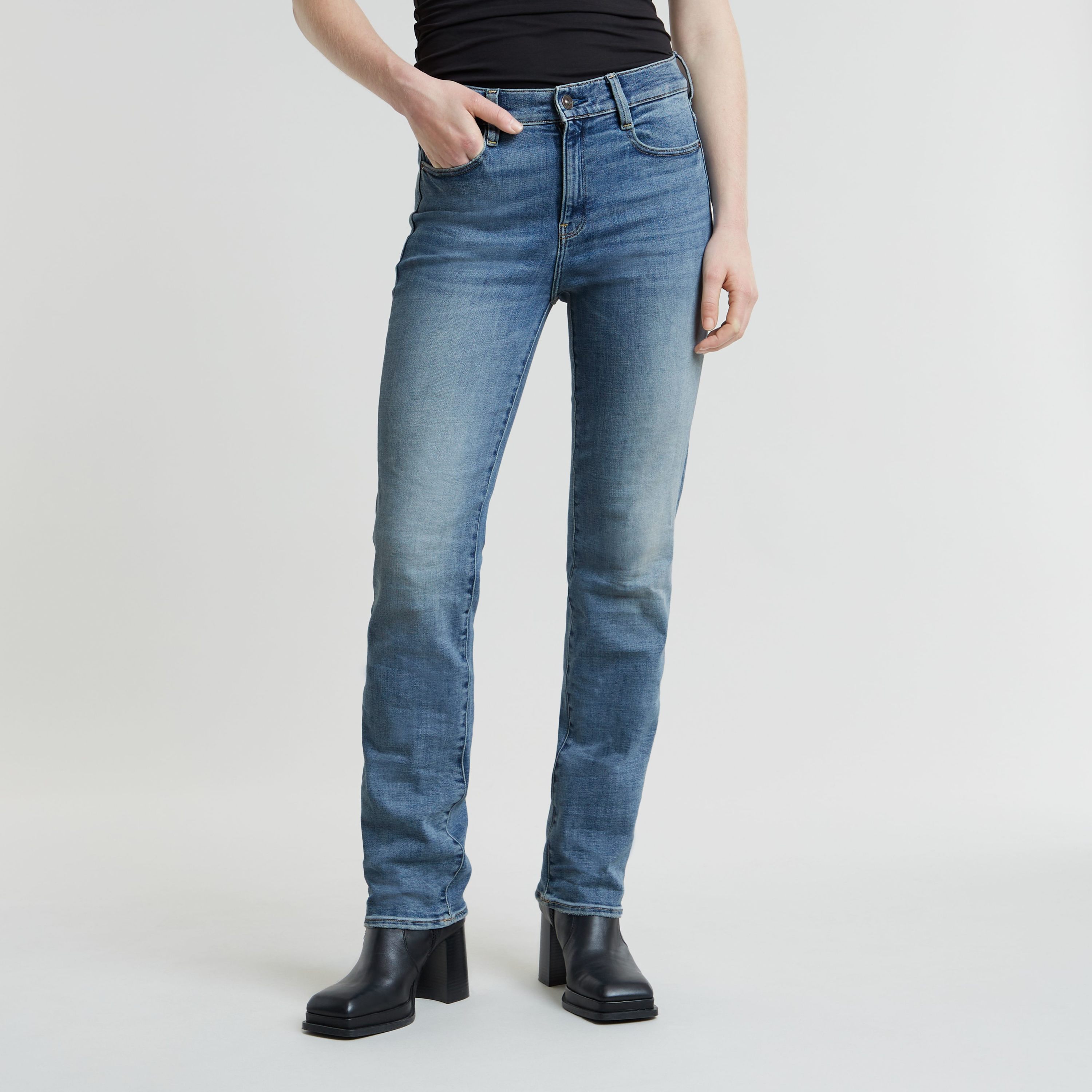 Straight-Jeans G-STAR "Strace Straight Wmn", Damen, Gr. 30, Länge 30, blau (sun faded niagara), Denim/Jeans, Obermaterial: 92% Baumwolle, 6% Elastomultiester, 2% Elasthan, straight fit normal, Jeans Straight-Jeans, im 5-Pocket-Stil