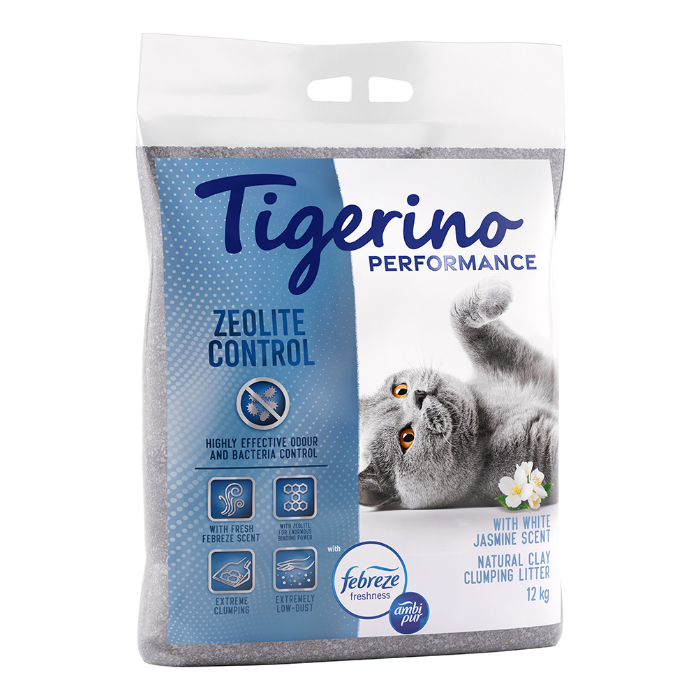 2x12kg White Jasmine Febreze Zeolite Control Performance Tigerino Cat Litter