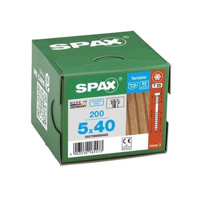 SPAX Terrassenschrauben T25 Zylinderkopf Edelstahl A2 5 x 40 mm 200 Stück silber