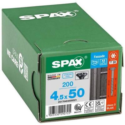 Fassadenschrauben T20 Linsenkopf BLAX A2 4,5 x 50 mm 200 Stück, SPAX