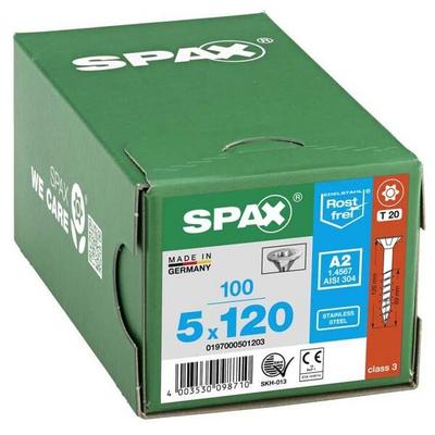 SPAX Universalschrauben T20 Senkkopf Edelstahl A2 5 x 120 mm 100 Stück silber