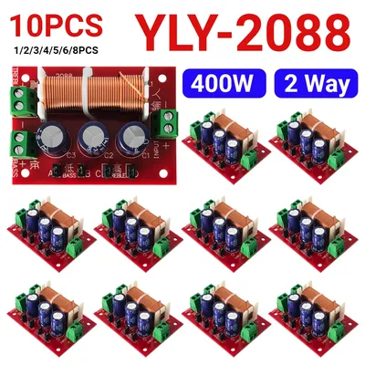 1-10PCS YLY-2088 400W Adjustable 2 Way Crossover Filters 1 Unit Audio Speaker Frequency Divider Full