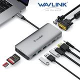 Wavlink Aluminum USB C Hub/Mini Dock 10-in-1 USB C Adapter with 87W PD Charging 4K 30Hz HDMI Port