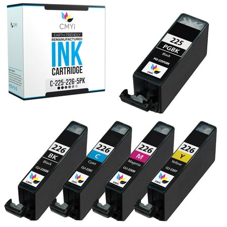 CMYi PGI-225 CLI-226 Combo Pack of 5 Ink Cartridges compatible for Canon PGI-225 and CLI-226 - PIXMA iP4820 iP4920 iX6520 MG5120 MG5220 (1 Pigment Black 1 Black 1 Cyan 1 Magenta 1 Yellow)