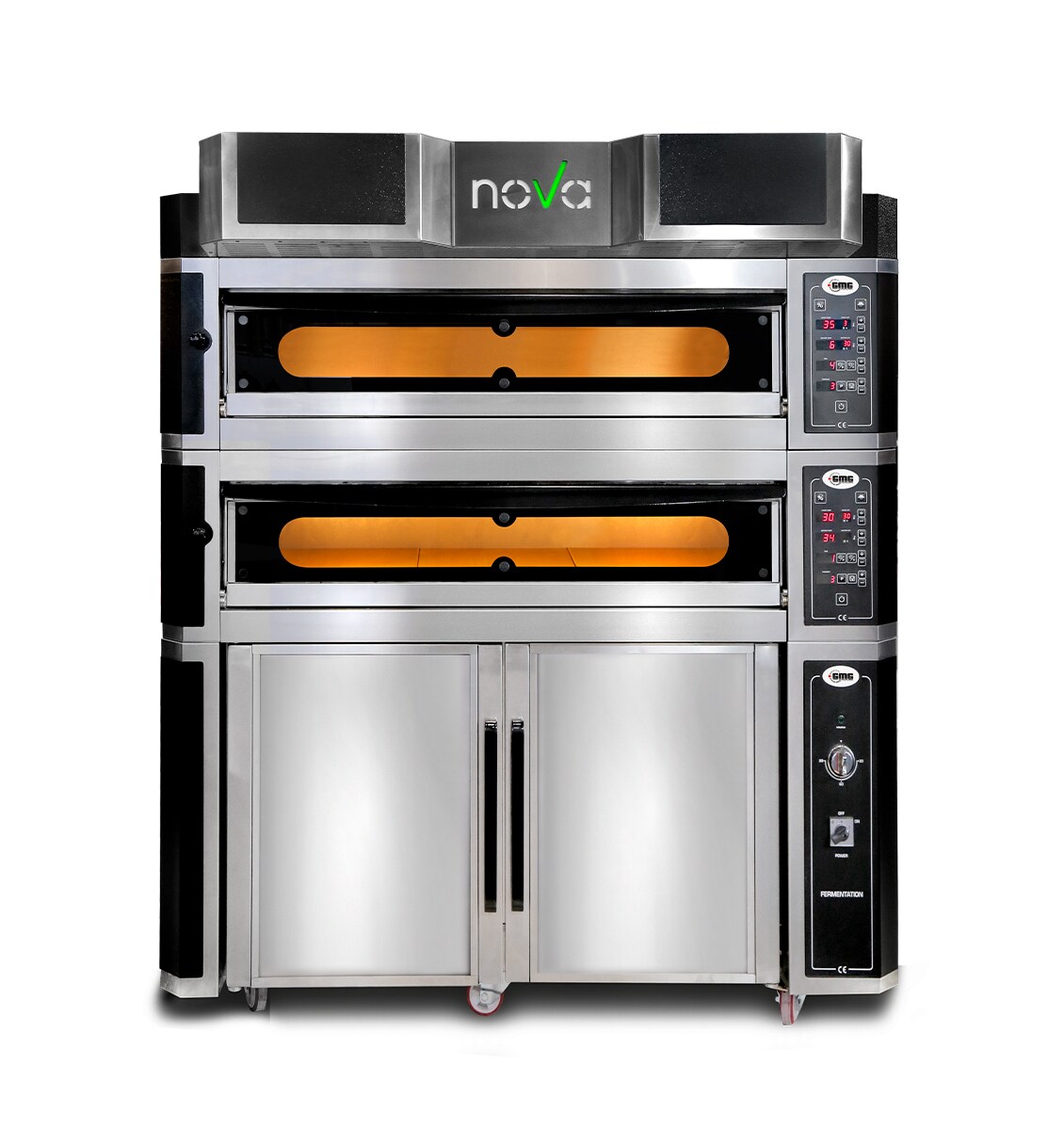 GMG - Pizzaofen inkl. Haube & Gärschrank - Innenisolierung aus Steinwolle & Vollschamottstein | 2x 8,0 kW 400V Image