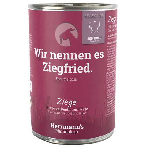 6x400g Herrmann´s Selection Sensitive Ziege mit Bio-Roter Beete & Bio-Hirse Hundefutter nass