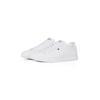 Sneaker TOMMY HILFIGER "ICON COURT LTH FLAG ESS", Herren, Gr. 45, weiß, Leder, Lederimitat, sportlich, Schuhe, Freizeitschuh, Halbschuh, Schnürschuh mit kleiner Logoflagge