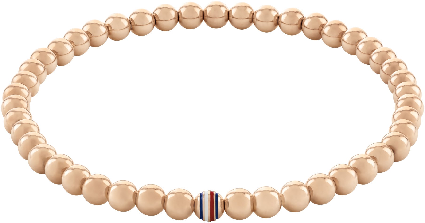 Armband TOMMY HILFIGER "METAL BEADS", rosa (roségoldfarben, weiß, blau, rot), Armbänder, Damen, 16,5cm, Edelstahl, Armband, mit Emaille