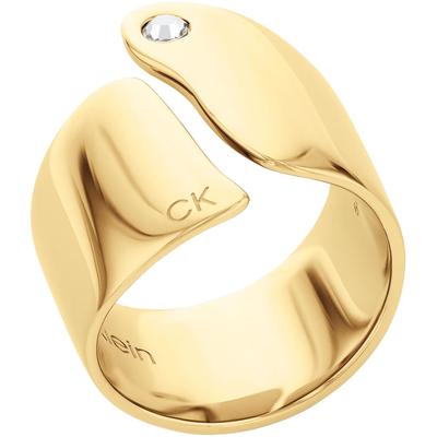 Fingerring CALVIN KLEIN "CK CHERISHED, 35000663C,D, 35000664C,D" Gr. 56, gold (gelbgoldfarben, weiß, weiß), Fingerringe, Damen, 56, Edelstahl, 20mm, mit Glasstein Image