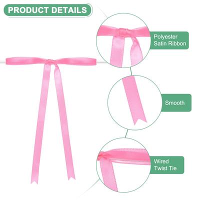 100-Pack Satin Ribbon Twist Tie Bows 7x5