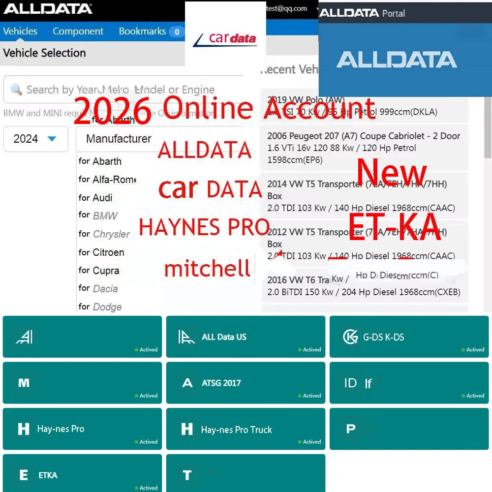 2026 Online-Konto Alldata Auto-Daten Neueste für Autoreparatursoftware für alle Daten Autodaten Mit-Chell-Unterstützung Mobile/PC-Anmeldung Image
