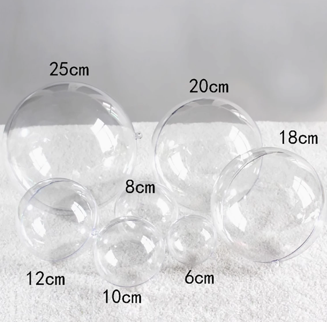 Durchmesser 20–50 mm, durchsichtige Kunststoff-Hohlkugel, transparente Kugel für DIY handgefertigte Dekorationsspielkonsolen-Kunststücke Image