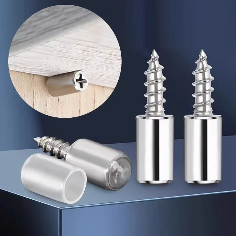 50er-Set selbstschneidende Schrauben, Schrankrahmen-Nagel, kann Platten-Glasablage unterstützen, Stützschraube mit transparenter rutschfester Hülse Image