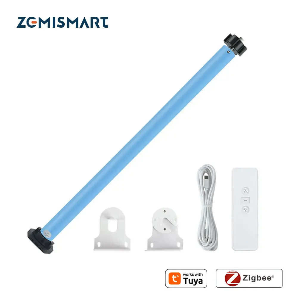 Zemismart Zigbee wiederaufladbarer Rollladenmotor für 37 mm 38 mm Rohr, funktioniert mit Tuya-Unterstützung, Alexa Google Home-Sprachsteuerung Image
