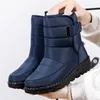 Frauen Stiefel Schnee Solide Frauen Schuhe Plattform Schuhe Frau Casual Wasserdicht Mid Hohe Stiefel Weiche Winter Mädchen Stiefel Botas Mujer