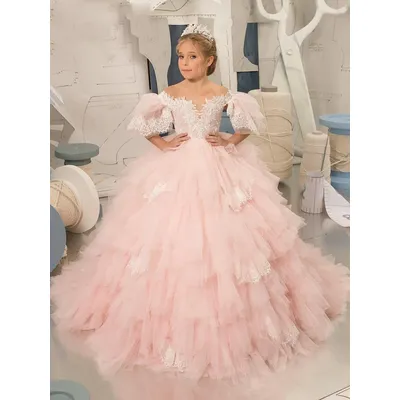 Blumenmädchenkleider Elegante Prinzessin Satin Ballkleid für Kinder Geburtstag Party Kleid Einfache Image