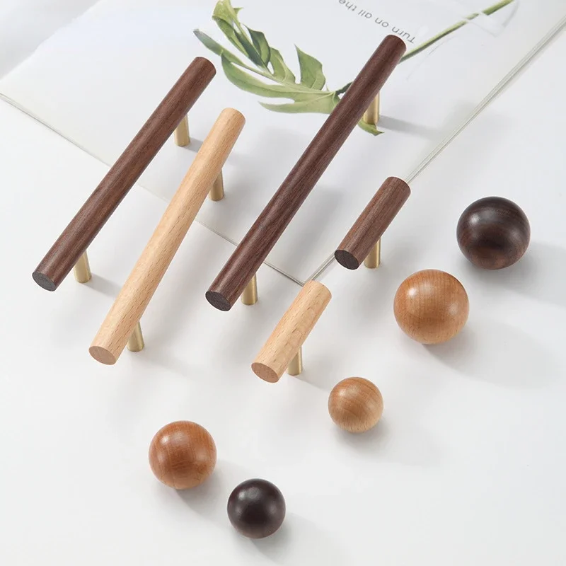 Nordischer Massivholz griff Naturholz farbe runde Kugel schrank tür Kleider schrank minimalisti scher luxuriöser Schubladen griff aus Buchenholz Image