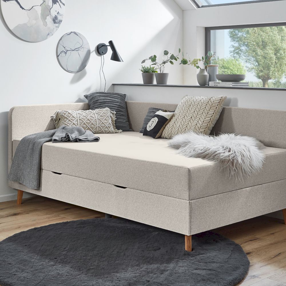 meise.möbel »Cabana« Polsterbett inkl. Bettkasten 90x200 cm / Stoffbezug Faro taupe