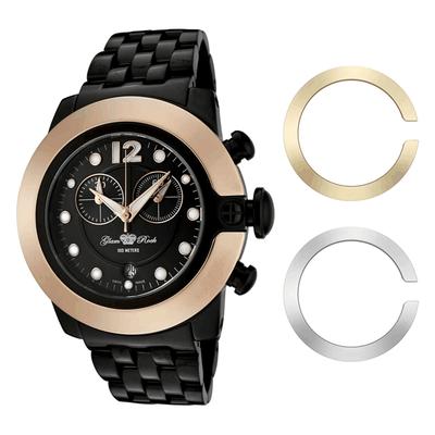 Glam Rock Herrenuhr Quartz Schwarz Gold