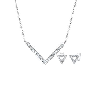 Elli - Dreieck Geo Kristalle Edgy 925 Silber Schmuck-Set 1 ct Damen