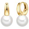 Lulu & Jane Perlen-Creolen aus Messing in Gelbgold mit Muschelkernperle 24,0 mm Damen