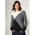 Strickpullover CECIL, Damen, Gr. S (38), grau (platinum grau meliert), Stoff, 50% Viskose, 28% Polyester, 22% Nylon, gemustert, casual, normal normal, Rundhals, Langarm Bündchen, Pullover, mit grafischem Muster
