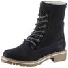 Winterboots TAMARIS, Damen, Gr. 40, blau (navy), Nubukleder, Veloursleder, unifarben, casual, Schuhe, Blockabsatz, Winterstiefelette, Schnürboots mit DUO-TEX-Ausstattung