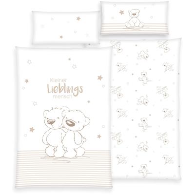 Kinderbettwäsche LÜTTENHÜTT "Kleiner Liebling in Gr. 100x135 und 135x200 cm", beige, B/L: 135cm x 200cm, , Renforcé, B/L: 80cm x 40cm, Renforcu00e9, Obermaterial: 100% Baumwolle, Bettwäsche, aus Baumwolle, mit niedlichem Bärenmotiv & Schriftzug,...