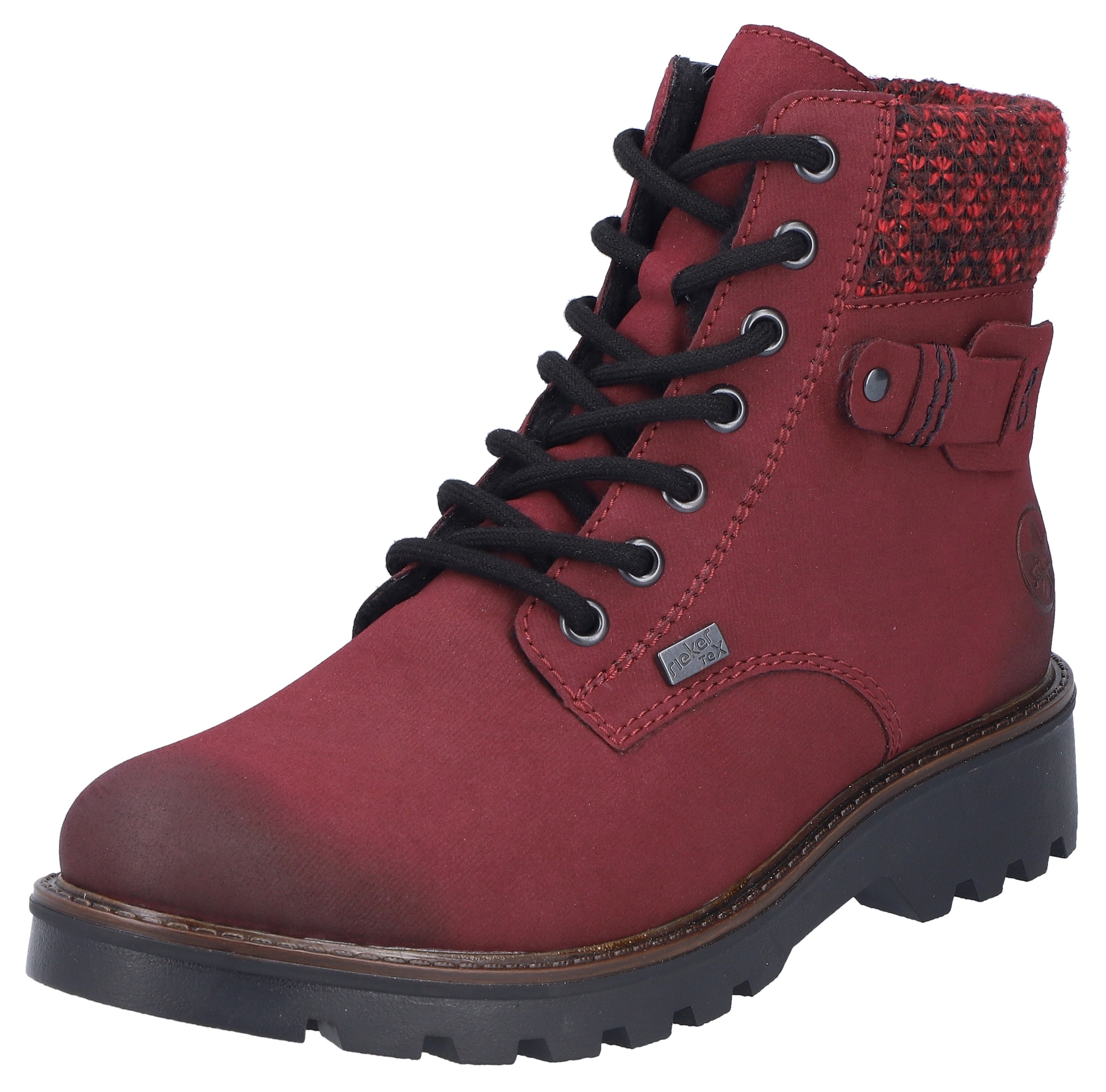 Winterstiefelette RIEKER, Damen, Gr. 36, rot (bordeaux used), Nubuklederimitat, Textil, Schuhe Winterstiefelette, Winterboots mit wasserabweisender riekerTEX-Membran