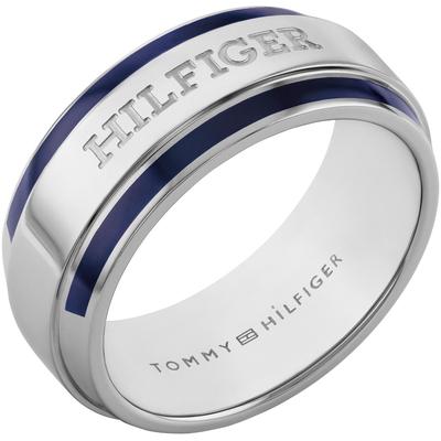 Fingerring TOMMY HILFIGER "PARKER, 2790602G,H" Gr. 62, blau (edelstahlfarben, blau), Fingerringe, Herren, 62, Edelstahl,