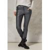 Lederimitathose STREET ONE, Damen, Gr. 30, Länge 28, grau (charcoal silber), Stoff, 79% Viskose, 18% Nylon, 3% Elasthan, unifarben, casual, slim fit lang, Hosen, 5-Pocket-Style