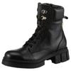 Bikerboots TOMMY HILFIGER "LACE-UP BIKER LEATHER", Damen, Gr. 38, schwarz, Leder, Lederimitat, unifarben, modisch, Schuhe, Blockabsatz, Schnürboots, Stiefelette mit gepolstertem Schaftrand