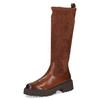 Winterstiefel CAPRICE, Damen, Gr. 40, Normalschaft, braun (cognac), Leder, Textil, used, unifarben, Veloursleder, klassisch, Schuhe, Blockabsatz, Stiefel, Langschaftstiefel in bequemer Weite