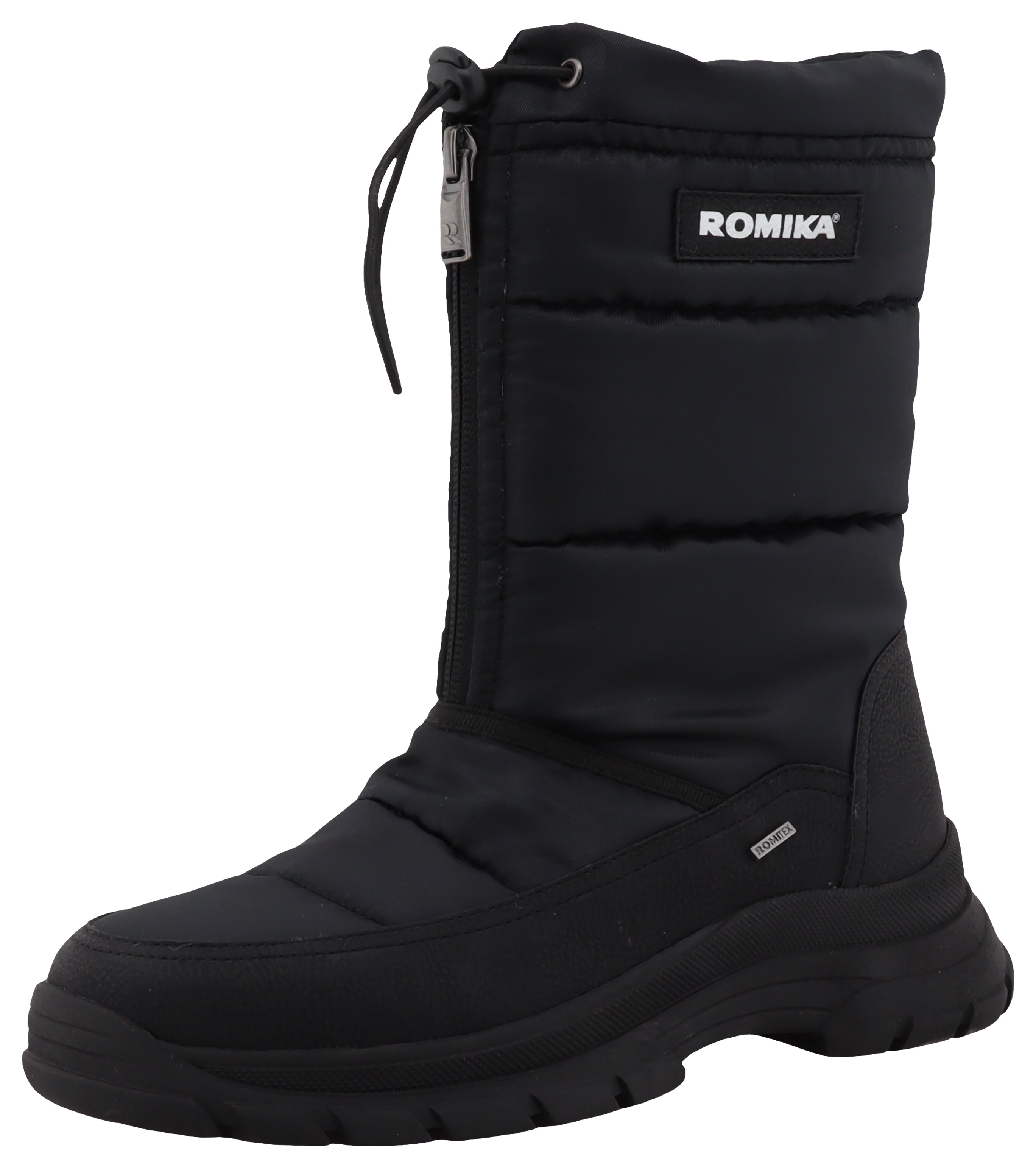 Winterstiefel ROMIKA, Damen, Gr. 37, schwarz, Lederimitat, Textil, unifarben, Schuhe Winterstiefel, Keilabsatz, Schlupfstiefel mit wasserabweisender ROMITEX-Membran