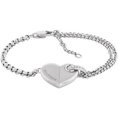 Armkette TOMMY HILFIGER "BOLD HEARTS, Herz, 2780928, 2780929", silber (edelstahlfarben, weiß, weiß), Armbänder, Damen, E