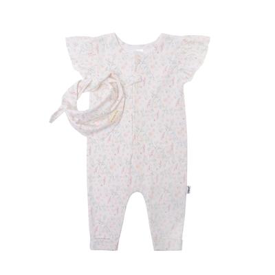Body LILIPUT "Blumen", Baby, Gr. 80, EURO-Größen, rosa (weiß, rosa), 100% Baumwolle, bedruckt, lang, Rundhals, Kurzarm, Bodies, bestehend aus Jumpsuit und Halstuch Image