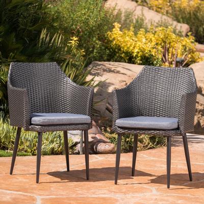 Roomfitters Wicker Dining Chairs with Cushions for Outdoor Seating, Patio Chairs, Comfortable Garden Furniture (Set of 2)