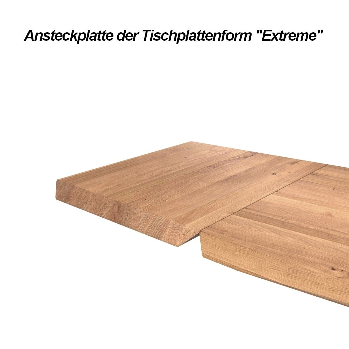 Ansteckplatte Extreme Wildeiche massiv Wildeiche bianco 50x100 cm für Tischgröße 240x110