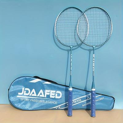 TEMU Jdaafed Sport Badminton Rackets - Blue And Pink, Iron Construction, Suitable For Valentine's Day, Christmas, , And New Year Celebrations